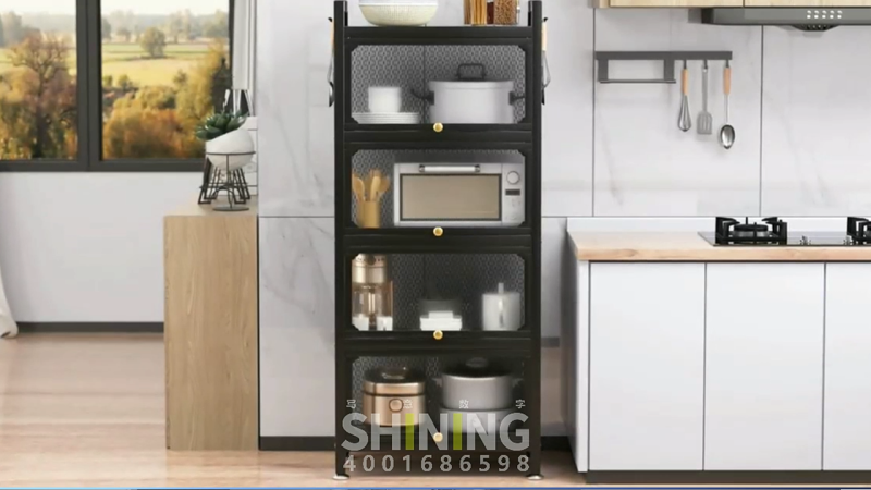 家用厨房多层金属储物收纳柜动画